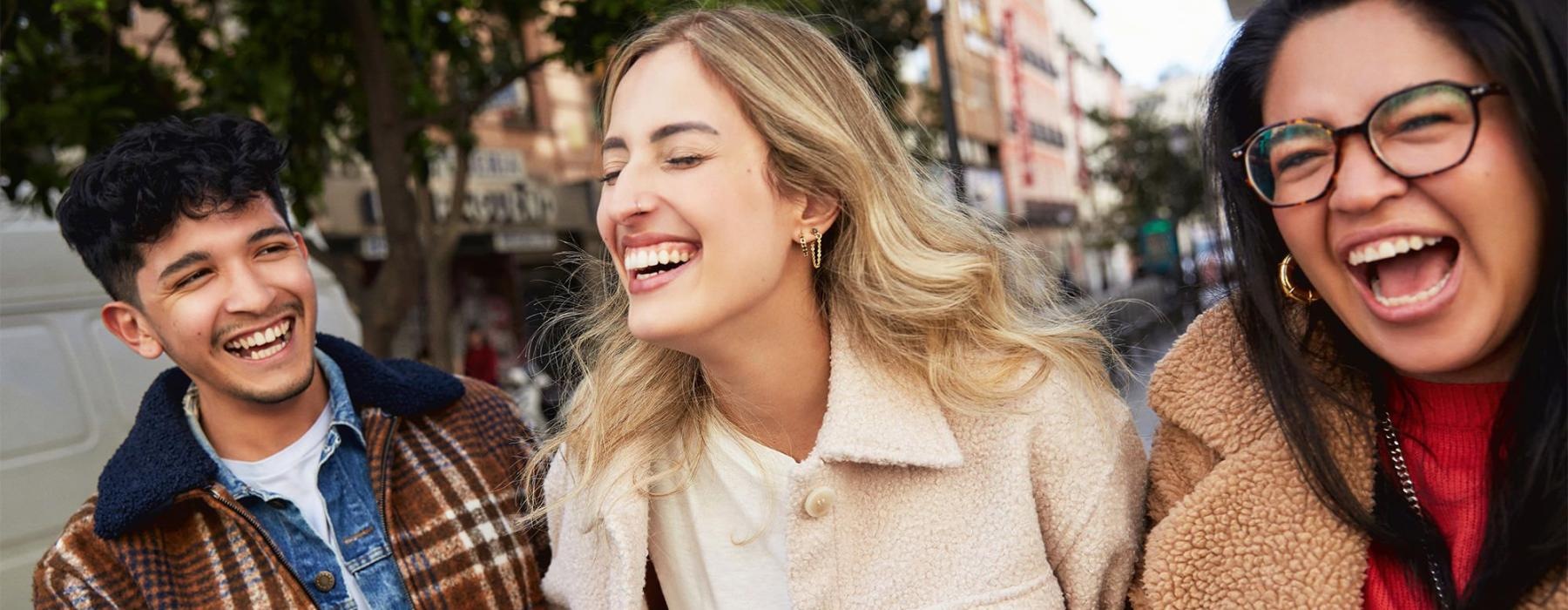 a group of people laughing