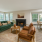 Staged living room with a fireplace